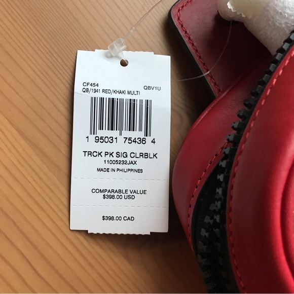 Coach Track Pack In Colorblock Signature Red Brown - Picture 8 of 11